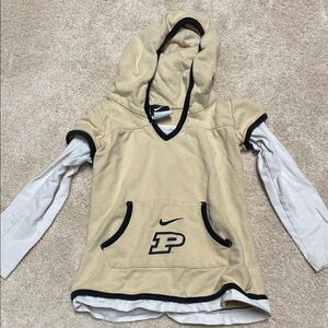 Nike Tan Hooded Sweatshirt with White Sleeves